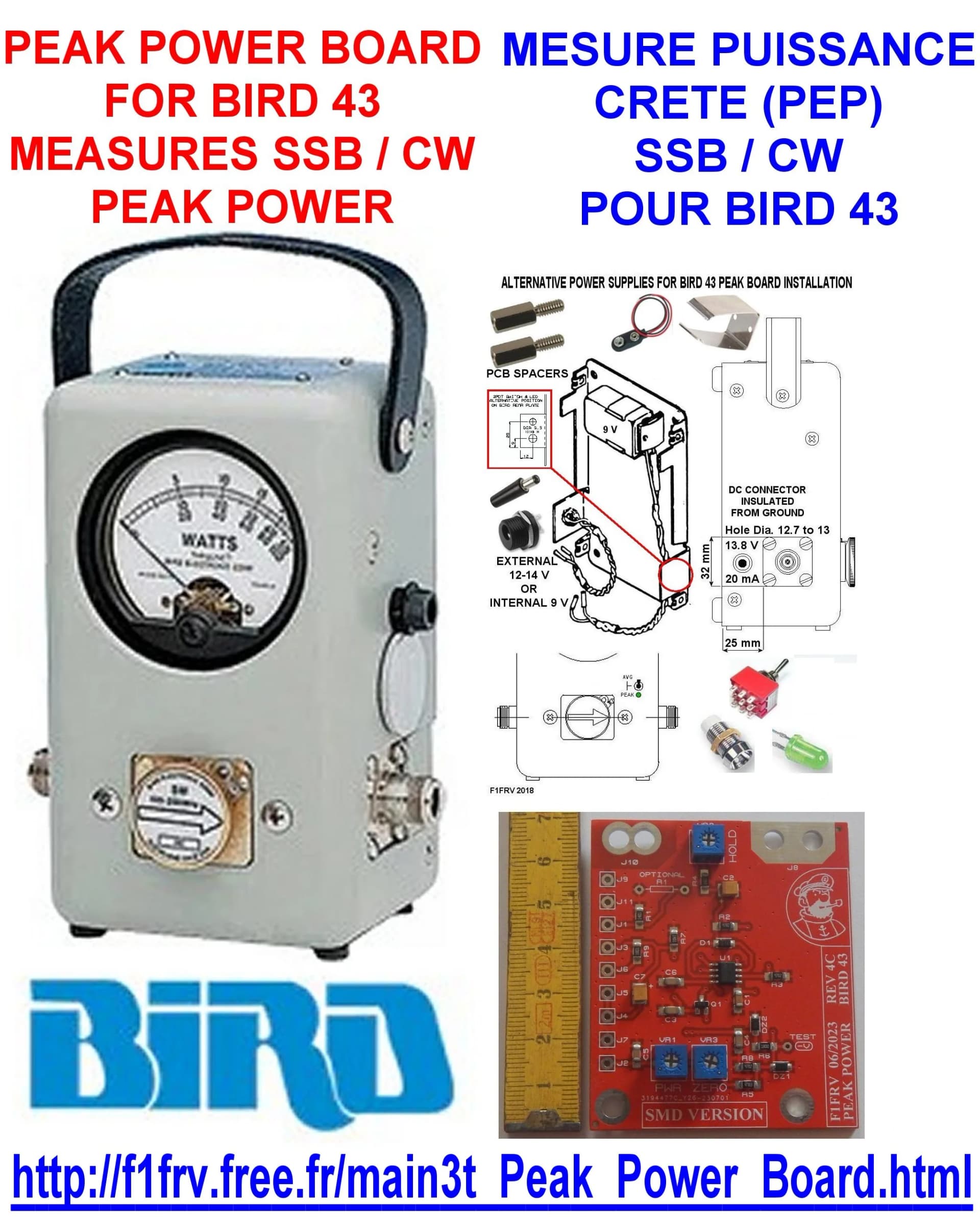 Platine pour puissance crête BIRD 43 / BIRD 43 peak power board